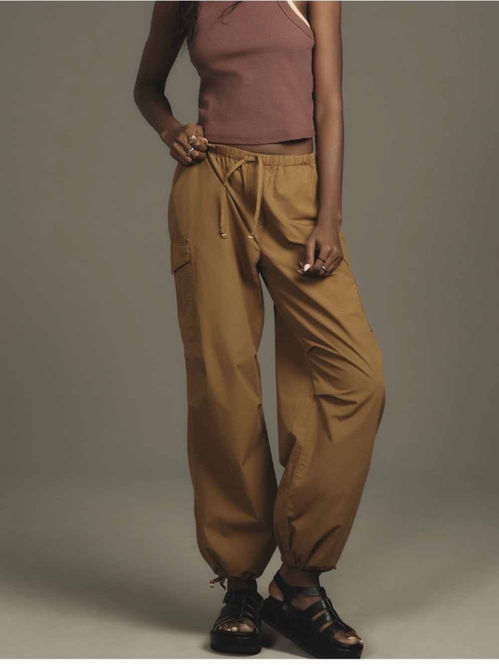 Pilcro Anthropologie Pull-on Parachute Pants in Bronze